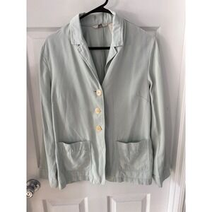 J. Jill Sage Green 100% Tencel Lyocell Button Front Blazer Jacket Womens Medium